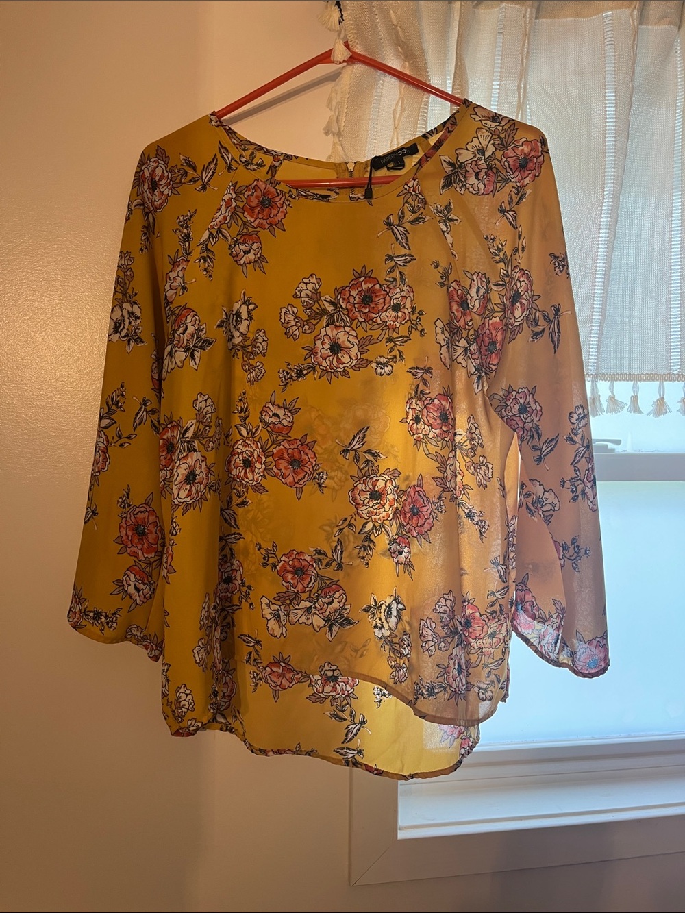 Papermoon Mustard Floral Bell Sleeve Blouse